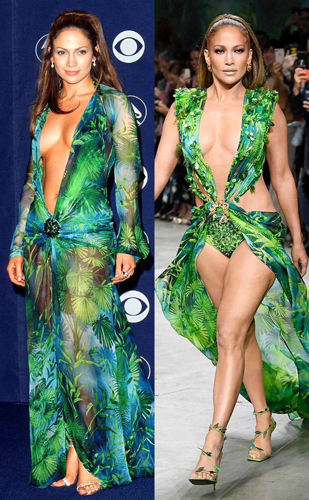 Jennifer Lopez, 2000 Grammy Awards, 2019 Milan Fashion Week, Versace dress Jennifer Lopez, 2000 Grammy Awards, 2019 Milan Fashion Week, Versace dress